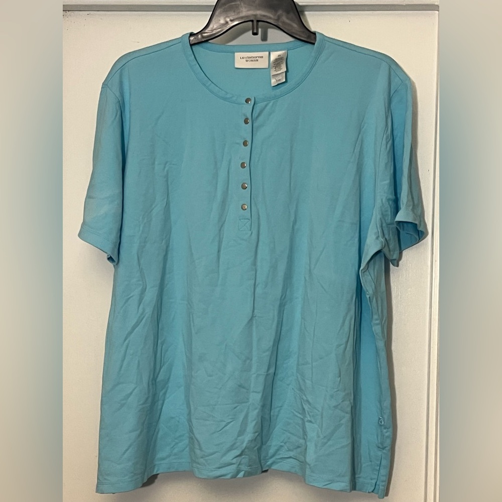 Liz Claiborne Aqua Button-Up Blouse size: 2X